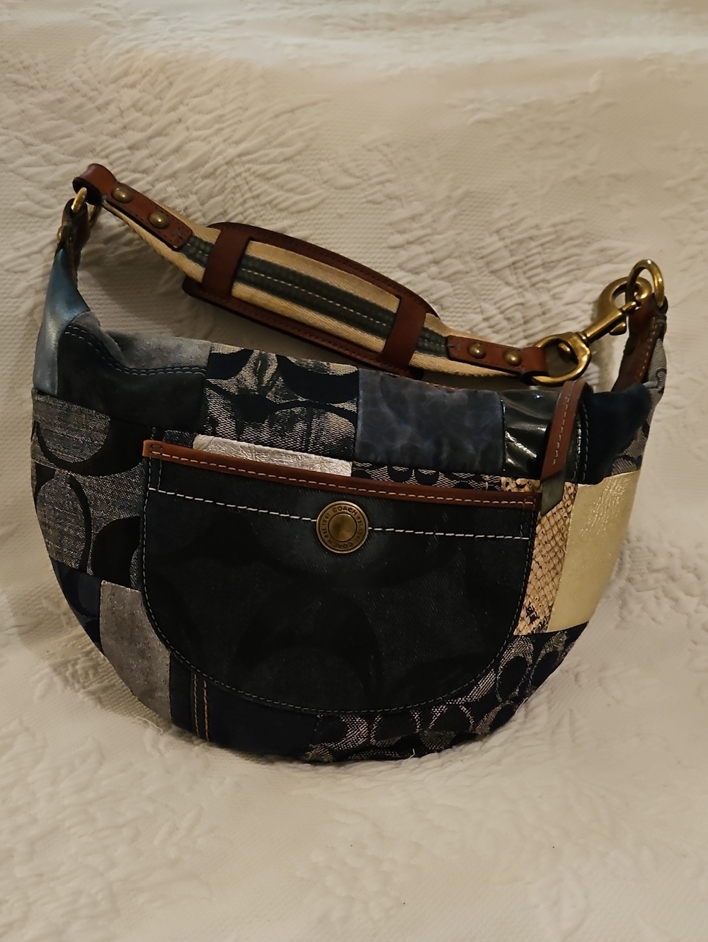 Coach Y2K 10019 Hobo Patchwork Denim Shoulder Bag